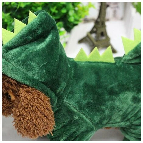 Vêtements Pour Chien, Chiot Chien Vetements De Compagnie Sweat Chemise Chaude, Dinosaure Vetements Hiver Chaud Pour Animal Domestique Polaire De Corail Manteau Pour Chien(M)83g,vert