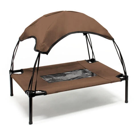 Transat Chien Marron 76x60x16cm 25kg Max Lit Relaxant Surélevé Animal Domestique Protection Soleil M