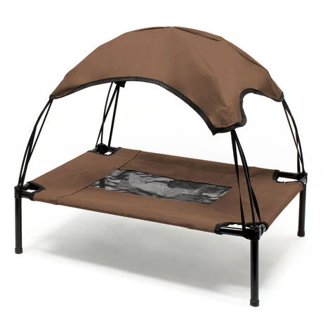 Transat Chien Marron 76x60x16cm 25kg Max Lit Relaxant Surélevé Animal Domestique Protection Soleil M – Image 2