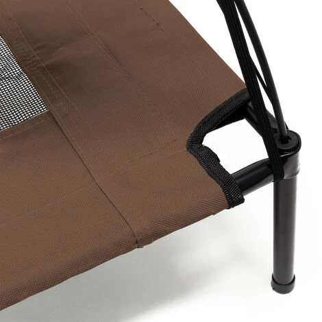 Transat Chien Marron 76x60x16cm 25kg Max Lit Relaxant Surélevé Animal Domestique Protection Soleil M – Image 3
