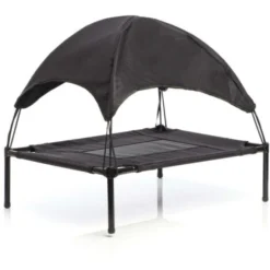 Transat Chien Noir 91x76x16cm 35kg Max Lit Relaxant Surélevé Animal Domestique Protection Soleil L