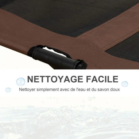 PawHut Lit Sur Pieds Pour Chien Chat Lit De Camp Animal Lit Surélevé Oxford Textilène Micro-perforé Dim. 92L X 76l X 18H Cm Marron – Image 5