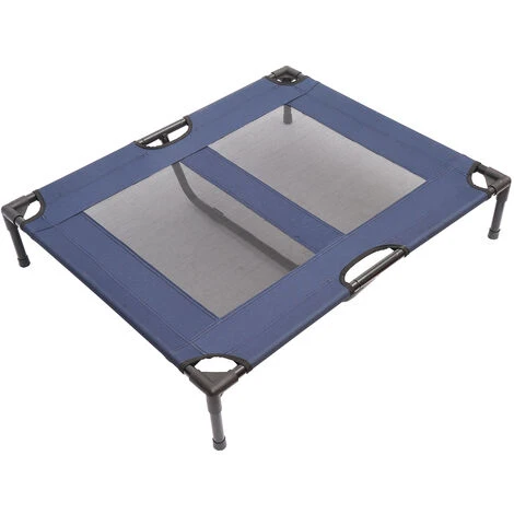 PawHut Lit Sur Pieds XXL Pour Chien Chat Lit De Camp Animal Lit Surélevé Tissu Oxford Textilène Micro-perforé 92L X 76l X 18H Cm Bleu Marine