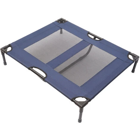 PawHut Lit Sur Pieds XXL Pour Chien Chat Lit De Camp Animal Lit Surélevé Tissu Oxford Textilène Micro-perforé 92L X 76l X 18H Cm Bleu Marine – Image 2