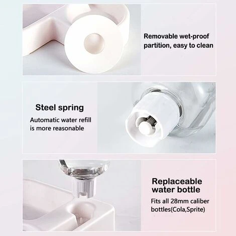 2 In 1 Distributeur De Nourriture Eau Fontaine Automatique Pour Animaux, Anti Débordement Abreuvoir Et Alimentateur Croquettes Gamelle Pour Chat/Chien, Bol Animaux Abreuvoir Pet Bowl(Blanc)wl(Blanc) – Image 3