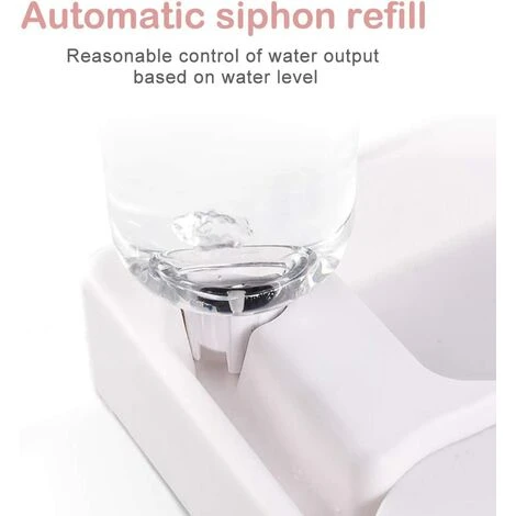 2 In 1 Distributeur De Nourriture Eau Fontaine Automatique Pour Animaux, Anti Débordement Abreuvoir Et Alimentateur Croquettes Gamelle Pour Chat/Chien, Bol Animaux Abreuvoir Pet Bowl(Blanc)wl(Blanc) – Image 5