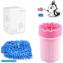 Nettoyant Pour Pattes De Chien, Nettoyant Pour Pattes D'animaux Avec Serviette, Brosse De Nettoyage Pour Animaux De Compagnie-rose Grand