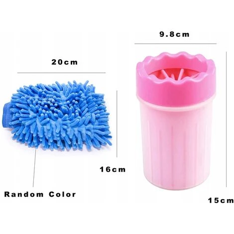 Nettoyant Pour Pattes De Chien, Nettoyant Pour Pattes D'animaux Avec Serviette, Brosse De Nettoyage Pour Animaux De Compagnie-rose Grand – Image 2