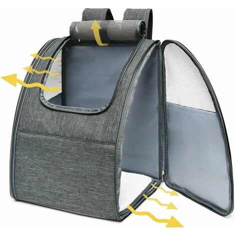 LITZEE Sac à Dos Chat Chien Sac De Transport Pour Chien Respirant Et Pliable Sac à Dos De Transport Chat Pliable Avec Cadre Intégré Pour Sortie Promenade Voyage 34 28 42cm Gris – Image 2