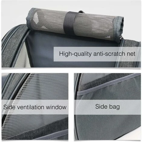 LITZEE Sac à Dos Chat Chien Sac De Transport Pour Chien Respirant Et Pliable Sac à Dos De Transport Chat Pliable Avec Cadre Intégré Pour Sortie Promenade Voyage 34 28 42cm Gris – Image 5