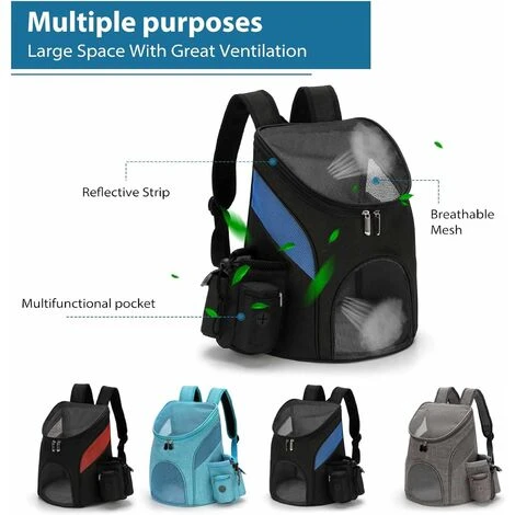 LITZEE Sac à Dos De Transport Pour Chien Chats Transporteur Pour Chats Porte Chiens Pour Petits Chiens Avec Coussin Amovible Pour Voyage Randonnée S Bleu – Image 4