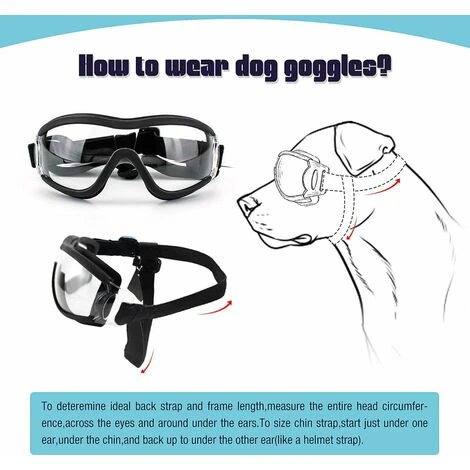 AIDUCHO Lunettes De Chien Lunettes De Soleil Pour Animaux De Compagnie Protection Oculaire Imperméable Coupe-Vent Pour Chien De Grande Et Moyenne Taille - Clair – Image 5