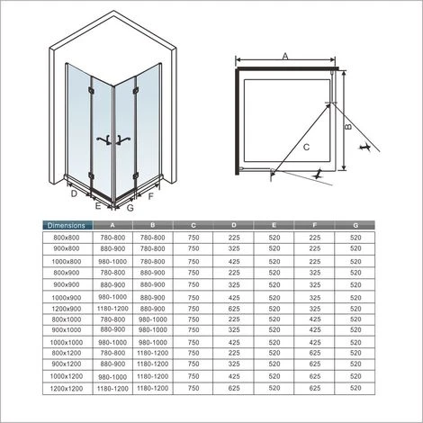 80x80x190cm Cabine De Douche à Charniére Porte De Douche Paroi De Douche Accès D'angle Verre Anticalcaire – Image 5