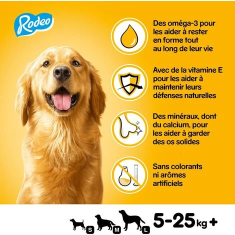 PEDIGREE Rodeo Récompenses Au Boeuf Pour Chien 80 Friandises (20x4) – Image 4