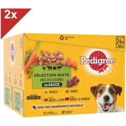 PEDIGREE 48 Sachets Fraîcheur En Sauce 4 Variétés Pour Chien 100g (2x24)