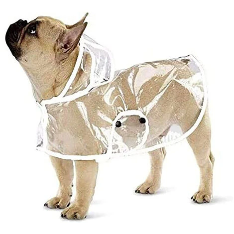 Imperméable Pour Chien Avec Capuche Poncho Manteau De Pluie Transparent Pour Petits Chiens Imperméable Chiot Chats Animaux De Compagnie, M, Côté Noir – Image 2
