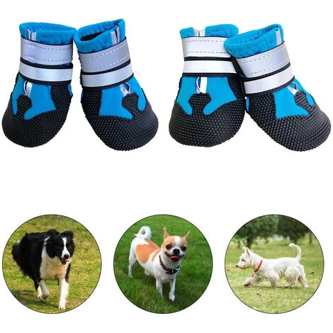 Bottines Pour Chiens Pour Chiens Antidérapantes, Chaussons Pour Chiens Imperméables Pour L'extérieur, Chaussures Pour Chiens Pour Chiens De Taille Moyenne à Grande Avec Semelle Robuste, XL, Bleu – Image 2