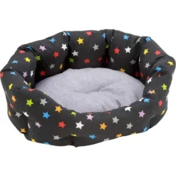 Baroni Home Niche Pour Chien, Panier Ovale Pour Chat, Coussin Pour Animaux Domestiques Pour Chambre à Coucher, Salon, Couloir, Lit Animale De Qualité – Étoiles Colorées , 50x65x22 Cm