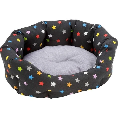 Baroni Home Niche Pour Chien, Panier Ovale Pour Chat, Coussin Pour Animaux Domestiques Pour Chambre à Coucher, Salon, Couloir, Lit Animale De Qualité – Étoiles Colorées , 50x65x22 Cm