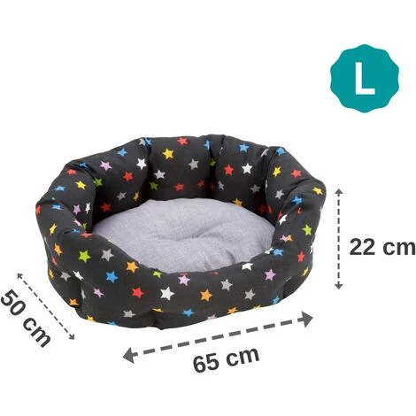Baroni Home Niche Pour Chien, Panier Ovale Pour Chat, Coussin Pour Animaux Domestiques Pour Chambre à Coucher, Salon, Couloir, Lit Animale De Qualité – Étoiles Colorées , 50x65x22 Cm – Image 2