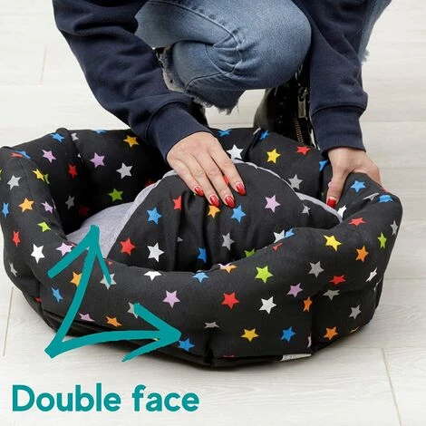 Baroni Home Niche Pour Chien, Panier Ovale Pour Chat, Coussin Pour Animaux Domestiques Pour Chambre à Coucher, Salon, Couloir, Lit Animale De Qualité – Étoiles Colorées , 50x65x22 Cm – Image 3