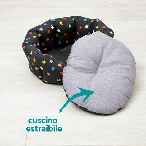 Baroni Home Niche Pour Chien, Panier Ovale Pour Chat, Coussin Pour Animaux Domestiques Pour Chambre à Coucher, Salon, Couloir, Lit Animale De Qualité – Étoiles Colorées , 50x65x22 Cm – Image 4