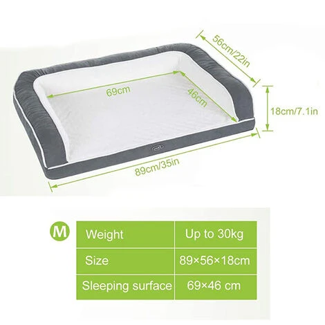 Corbeille Pour Chien, Panier Chien Dehoussable, Coussin Chien Orthopedique En Mousse De Caisse à œufs, Lit Chien Avec 3 Soutiens Latéraux, Canapé En Peluche Pour Chien Et Chats, Tapis De Chien Lavab – Image 5