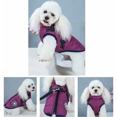 Manteau D'hiver Imperméable Pour Chien Chaud Avec Harnais, Veste De Chien Imperméable Pour Petit Moyen Grands Chiens, Pour Labrador Chihuahua Bouledogue Français (taille S) Fontainebleau – Image 5