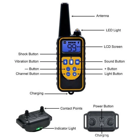 Collier De Dressage De Chien Électrique Télécommande Pour Animaux De Compagnie Étanche, 1 Contrôleur, 1 Collier Guazhuni – Image 2