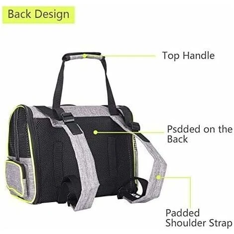 LITZEE Sac à Dos Chat Chien Extensible 90%, Sac Transport Pour Chat Petit Chien Respirant, Sac A Dos De Transport Chat Avec Matelas En Peluche Amovible, Pour Voyage En Train/Voiture/Restaurant/Avion – Image 2