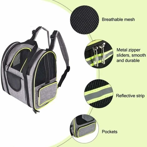 LITZEE Sac à Dos Chat Chien Extensible 90%, Sac Transport Pour Chat Petit Chien Respirant, Sac A Dos De Transport Chat Avec Matelas En Peluche Amovible, Pour Voyage En Train/Voiture/Restaurant/Avion – Image 3