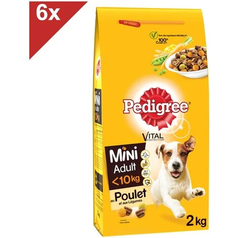 PEDIGREE Mini Croquettes Au Poulet Pour Petit Chien Adulte(10kg) 6x2kg