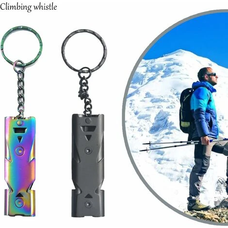 Sifflet De Secours Sifflet Metal Haute Decibel Sifflet Sifflets De Signalisation D'urgence Arbitres Entraîneurs Sifflet De Survie Sifflet Acier Inoxydable À Double Tube Noir(2 Pièces),Starlight – Image 2