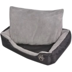 Lit Pour Chiens Avec Coussin Rembourré Taille S Noir VidaXL
