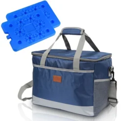 Randaco 33L Sac Isotherme Sac Pique-nique Sac Déjeuner Sac Thermos Sac Isotherme Pliable Sac Isotherme Corbeille Isotherme Pour Transport Alimentaire,Marine