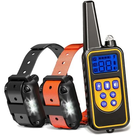 Collier De Dressage Pour Deux Chiens Rechargeable Et IP67 Étanche Avec Distance De 800m Avec 99 Niveaux De Mode Vibration, Choc Electrique, Sonore.