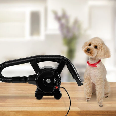 PawHut Séchoir Sèche-poils Toilettage Pour Chien Chat Animaux 2400 W - Température Vitesse Réglable - 3 Embouts - Noir – Image 2