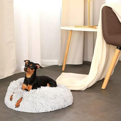 Panier Rond Chien Coussin Chat Panier Donut Ø 40 Cm Dimension Extérieure Gris Clair – Image 2