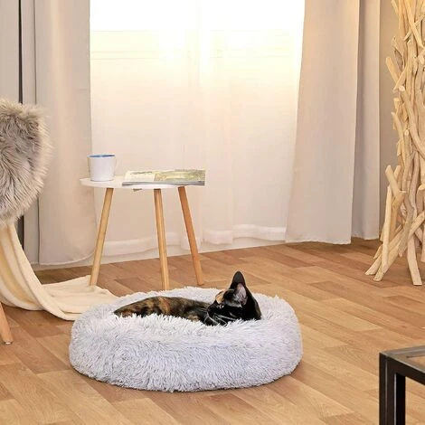 Panier Rond Chien Coussin Chat Panier Donut Ø 40 Cm Dimension Extérieure Gris Clair – Image 3