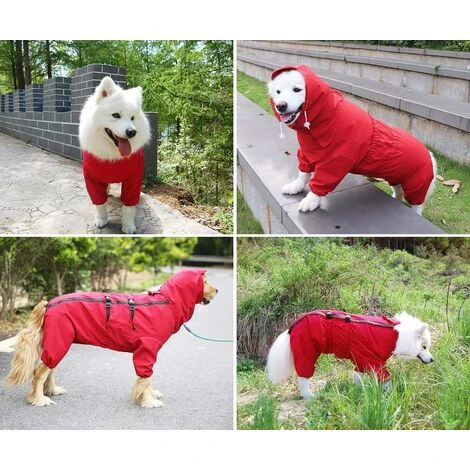 Imperméable Pour Chien Imperméable Pour Chien Imperméable Réglable Pour Chien Avec Trous De Ceinture De Sécurité BF – Image 2