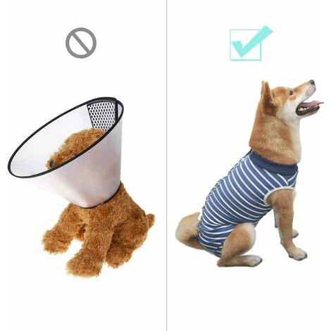 Combinaison De Récupération Pour Chien, Combinaison Chirurgicale De Gilet Postopératoire Anti-léchage Pour Chaton Pour Chiot, Adaptée Au Sevrage Des Plaies Ou Des Maladies De La Peau (M, Rayures Bleue – Image 3