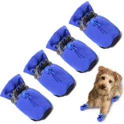 Bottes Pour Chien Imperméables Pour Chiot : 4 Pièces Antidérapantes Pour Chien, Protection Des Pattes, Chaussons Pour Animaux De Compagnie Pour Petits Chiens De Taille Moyenne, Bleu (S)