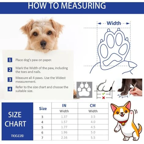 Bottes Pour Chien Imperméables Pour Chiot : 4 Pièces Antidérapantes Pour Chien, Protection Des Pattes, Chaussons Pour Animaux De Compagnie Pour Petits Chiens De Taille Moyenne, Bleu (S) – Image 3