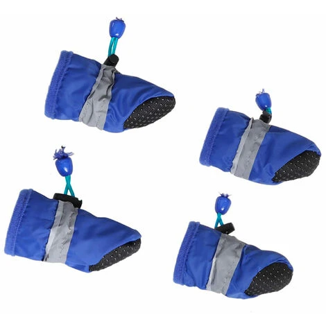 Bottes Pour Chien Imperméables Pour Chiot : 4 Pièces Antidérapantes Pour Chien, Protection Des Pattes, Chaussons Pour Animaux De Compagnie Pour Petits Chiens De Taille Moyenne, Bleu (S) – Image 4