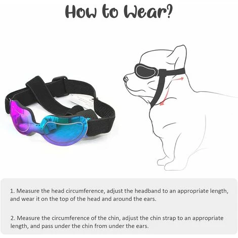 Déstockage Lunettes De Soleil Pour Chien Lunettes Pour Petit Chien Doggles Lunettes Pour Petit Chien Protection UV Coupe-vent Imperméable Bande Réglable (Bleu) – Image 5