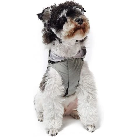 1 Pièce Imperméable Pour Chien Avec Harnais,Imperméable Chien Avec Capuchon,100% étanche Et Coupe-Vent Imperméable Pour Chien Avec Des Bandes Réfléchissantes,Respirant Manteau Gris XL – Image 5