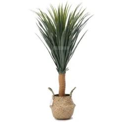Végétale Artificielle,Plante Artificielle Dragonnier Des Canaries Avec Pot Tissé-Ø17cm H115cm Vert FUIENKO