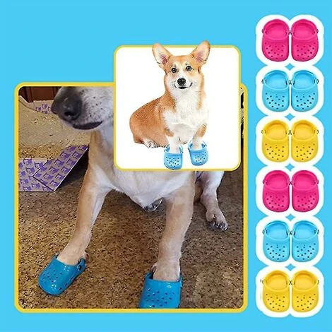 GP En Forme De Coeur Chien Trou Chaussures Silicone Résistant à L'usure Respirant Pantoufles Chien Sandales Maille Chaussures Pour Animaux De Compagnie Blue-2PCS – Image 5