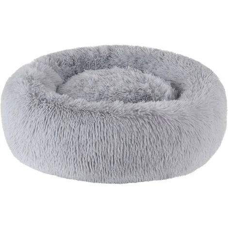 RHAFAYRE Lit Moelleux Rond Pour Chien Extra Large Lavable Avec Coussin,Deluxe Panier Chien Coussin Panier Donut Lit Pour Chien Grande Taille,L-80cm,gris Clair