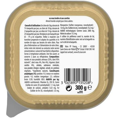 CESAR Barquettes Au Veau Tendre Et Aux Carottes En Terrine Pour Chien 20x300g – Image 2